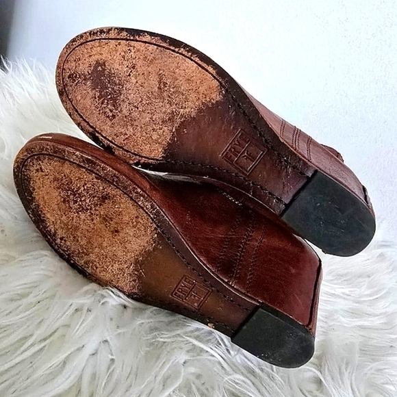 Frye Carson Hidden Wedge Leather Brown Booties Size 6.5M🌴 - Picture 9 of 10
